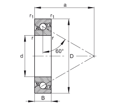 推力角接触球轴承 7602015-2RS-TVP, 单向，接触角 a = 60°，限制公差，两侧唇密封