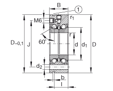 推力角接触球轴承 ZKLF1560-2Z, 双向，螺钉安装，两侧间隙密封