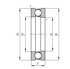 推力深沟球轴承 51130-MP, 根据 DIN 711/ISO 104 标准的主要尺寸，单向，可分离
