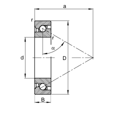 推力角接触球轴承 BSB050100-T, 单向，接触角 α = 60°，限制公差
