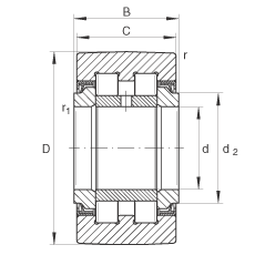 支撑型滚轮 PWTR35-2RS, 满装滚子，轴向引导，两侧唇密封