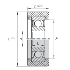 滚轮 KLRZ12X41X16-2RSR, 带塑料箍，两侧密封