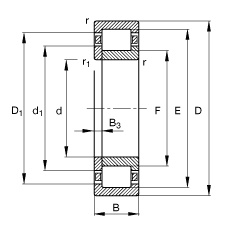 圆柱滚子轴承 NUP2222-E-TVP2, 根据 DIN 5412-1 标准的主要尺寸, 定位轴承, 可分离, 带保持架