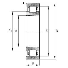 圆柱滚子轴承 N1915-K-M1-SP, 浮动轴承，带锥孔，锥度 1:12，可分离，带保持架，减少的径向内部游隙，加严公差