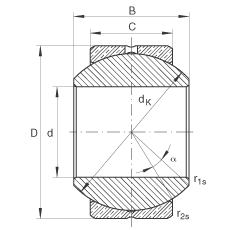 关节轴承 GE6-PB, 根据 DIN ISO 12 240-1 标准，尺寸系列 K，需维护