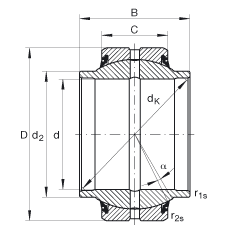 关节轴承 GE25-HO-2RS, 根据 DIN ISO 12 240-1 标准, 需维护，两侧唇密封