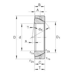 角接触关节轴承 GE80-SX, 根据 DIN ISO 12 240-2 标准，需维护