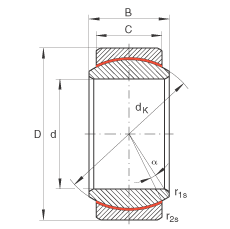 关节轴承 GE10-UK, 根据 DIN ISO 12 240-1 标准，免维护