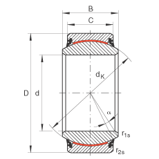 关节轴承 GE260-UK-2RS, 根据 DIN ISO 12 240-1 标准, 免维护，两侧唇密封