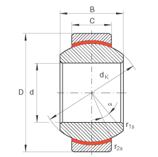 关节轴承 GE25-FW, 根据 DIN ISO 12 240-1 标准，免维护