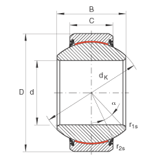 关节轴承 GE120-FW-2RS, 根据 DIN ISO 12 240-1 标准, 免维护，两侧唇密封