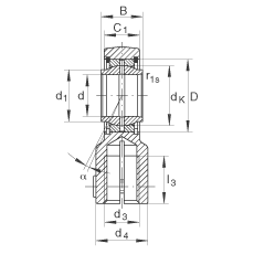 液压杆端轴承 GIHNRK25-LO, 根据 DIN ISO 12 240-4 标准，带右旋螺纹夹紧装置，需维护