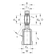杆端轴承 GIR10-DO, 根据 DIN ISO 12 240-4 标准，带右旋内螺纹，需维护