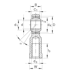 杆端轴承 GIKR12-PB, 根据 DIN ISO 12 240-4 标准，带右旋内螺纹，需维护