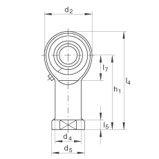 杆端轴承 GIKL18-PB, 根据 DIN ISO 12 240-4 标准，带左旋内螺纹，需维护