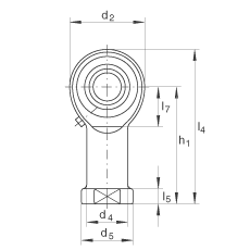 杆端轴承 GIKL14-PB, 根据 DIN ISO 12 240-4 标准，带左旋内螺纹，需维护