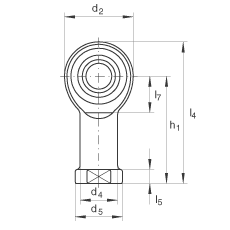 杆端轴承 GIKL8-PW, 根据 DIN ISO 12 240-4 标准，带左旋内螺纹，需维护