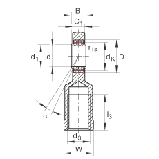 杆端轴承 GIL8-UK, 根据 DIN ISO 12 240-4 标准，带左旋内螺纹，需维护