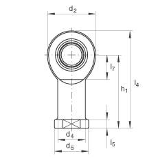 杆端轴承 GIL80-UK-2RS, 根据 DIN ISO 12 240-4 标准，带左旋内螺纹，免维护，两侧唇密封