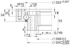 四点接触球轴承 VI140326-V, 有内齿，两侧唇密封