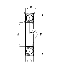 主轴轴承 B7038-E-T-P4S, 调节，成对或单元安装，接触角 α = 25°，限制公差