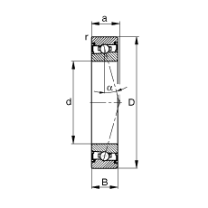 主轴轴承 HSS7004-C-T-P4S, 调节，成对安装，接触角 α = 15°，两侧唇密封，非接触，加严公差