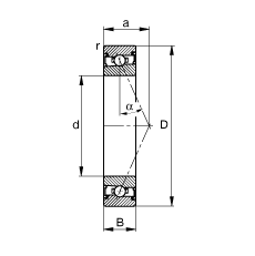 主轴轴承 HSS7003-E-T-P4S, 调节，成对安装，接触角 α = 25°，两侧唇密封，非接触，限制公差