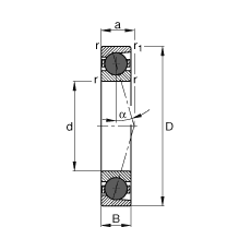 主轴轴承 HCB7038-C-T-P4S, 调节，成对或单元安装，接触角 α = 15°，陶瓷球，限制公差