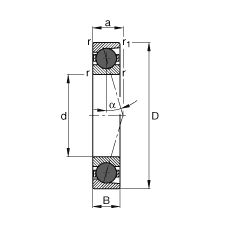 主轴轴承 HCB7226-C-T-P4S, 调节，成对或单元安装，接触角 α = 15°，陶瓷球，限制公差