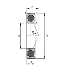 主轴轴承 HCB7008-E-T-P4S, 调节，成对或单元安装，接触角 α = 25°，陶瓷球，限制公差