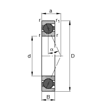 主轴轴承 HCB7230-E-T-P4S, 调节，成对或单元安装，接触角 α = 25°，陶瓷球，限制公差