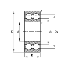 深沟球轴承 4306-B-TVH, 根据 DIN 625-3 标准的主要尺寸，双列