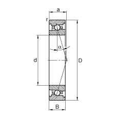 主轴轴承 HS7007-C-T-P4S, 调节，成对安装，接触角 α = 15°，限制公差