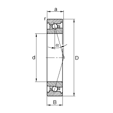 主轴轴承 HS71915-C-T-P4S, 调节，成对安装，接触角 α = 15°，限制公差