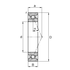 主轴轴承 HS7008-E-T-P4S, 调节，成对或单元安装，接触角 α = 25°，限制公差