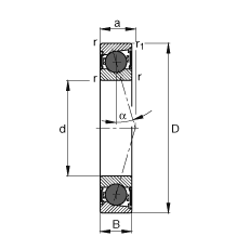 主轴轴承 HCB7206-C-2RSD-T-P4S, 调节，成对或单元安装，接触角 α = 15°，陶瓷球，两侧唇密封，非接触，限制公差