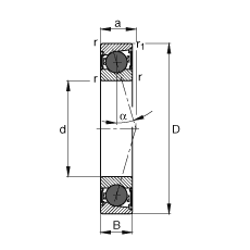 主轴轴承 HCB71926-C-2RSD-T-P4S, 调节，成对或单元安装，接触角 α = 15°，陶瓷球，两侧唇密封，非接触，限制公差