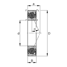 主轴轴承 HCB71926-E-2RSD-T-P4S, 调节，成对或单元安装，接触角 α = 25°，陶瓷球，两侧唇密封，非接触，限制公差