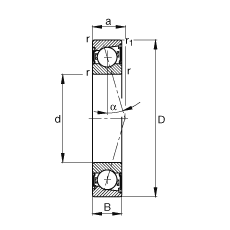 主轴轴承 B71911-C-2RSD-T-P4S, 调节，成对安装，接触角 α = 15°，两侧唇密封，非接触，加严公差