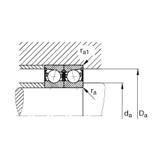 主轴轴承 B71905-C-2RSD-T-P4S, 调节，成对安装，接触角 α = 15°，两侧唇密封，非接触，加严公差