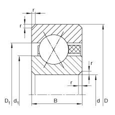 薄截面轴承 CSXAA015-TN, 四点接触球轴承，类型X，带弹性塑料保持架（聚酰胺），运行温度 -30°C 到 +120°C