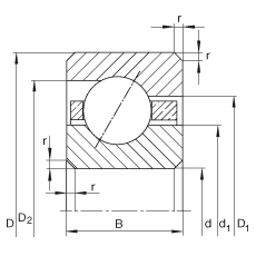 薄截面轴承 CSED110, 角接触球轴承，类型E，运行温度 -54°C 到 +120°C