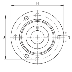 轴承座单元 RAY15, 带三个/四个螺栓孔的法兰的轴承座单元，钢板， 内圈带平头螺钉， P型密封