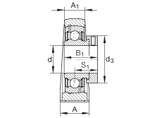 直立式轴承座单元 PASE1-1/4, 铸铁轴承座，外球面球轴承，根据 ABMA 15 - 1991, ABMA 14 - 1991, ISO3228 带有偏心紧定环，P型密封，英制