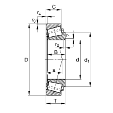圆锥滚子轴承 32309-BA, 根据 DIN ISO 355 / DIN 720 标准的主要尺寸，可分离，调节或成对
