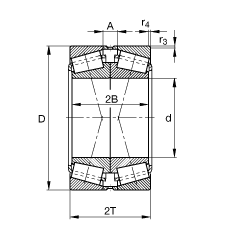 圆锥滚子轴承 30232-N11CA, 根据 DIN ISO 355 / DIN 720 标准的主要尺寸，可分离，X型成对布置，有轴向内部游隙