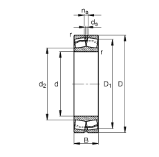 调心滚子轴承 22236-E1, 根据 DIN 635-2 标准的主要尺寸