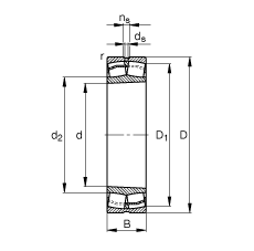 调心滚子轴承 21322-E1-K-TVPB, 根据 DIN 635-2 标准的主要尺寸, 锥孔，锥度 1:12