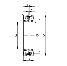 调心滚子轴承 24188-B, 根据 DIN 635-2 标准的主要尺寸