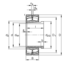 调心滚子轴承 22222-E1-K + AHX3122, 根据 DIN 635-2 标准的主要尺寸, 带锥孔和退卸套